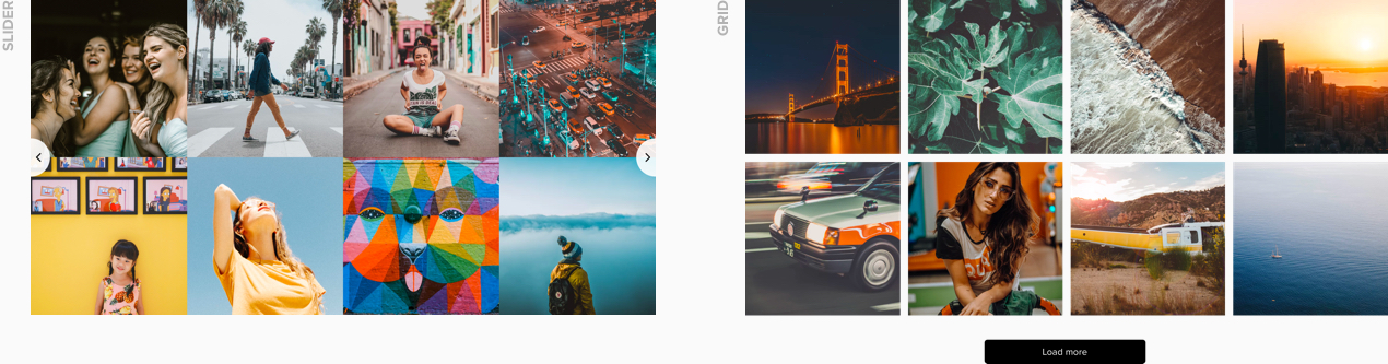 Slider and Grid layouts