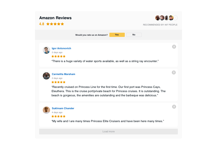 Reviews from Amazon for Facebook Page