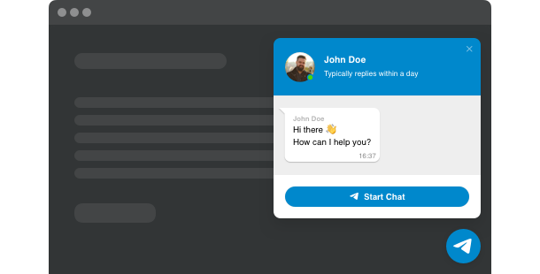Provide your users with the option to contact you via Telegram on your website