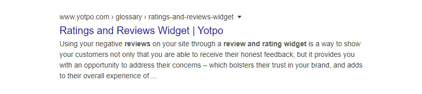 a normal snippet with a product