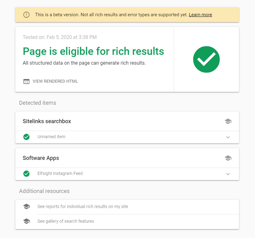 rich results text for product snippet