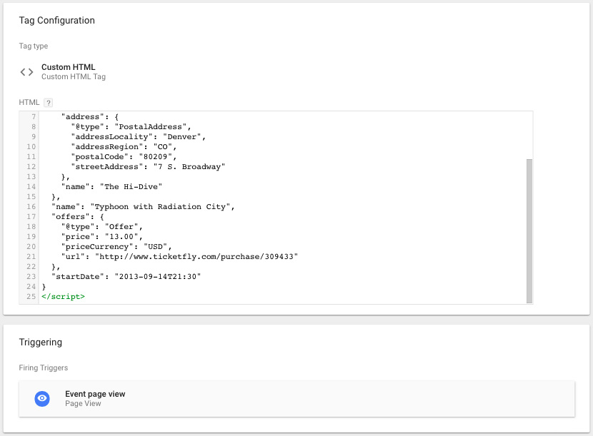 google tag manager to create a product snippet