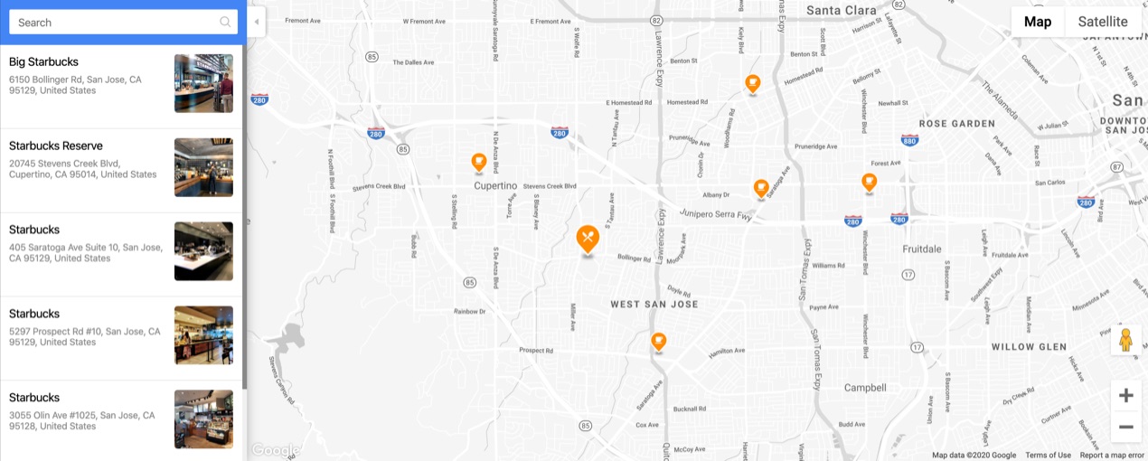 Esempio di Google map: Una mappa informativa con diverse infrastrutture