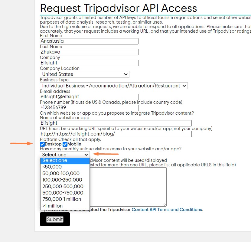 How to fill Tripadvisor partnership application