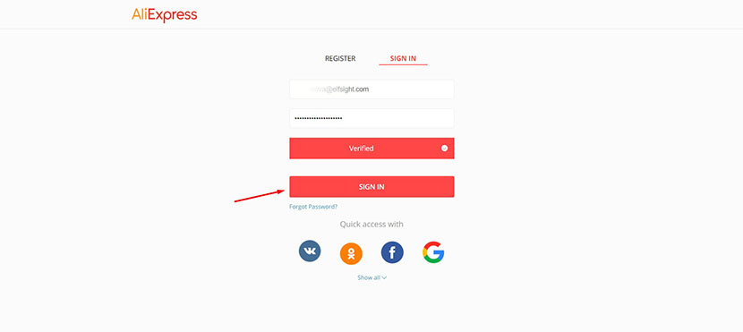 Sign in to developers console