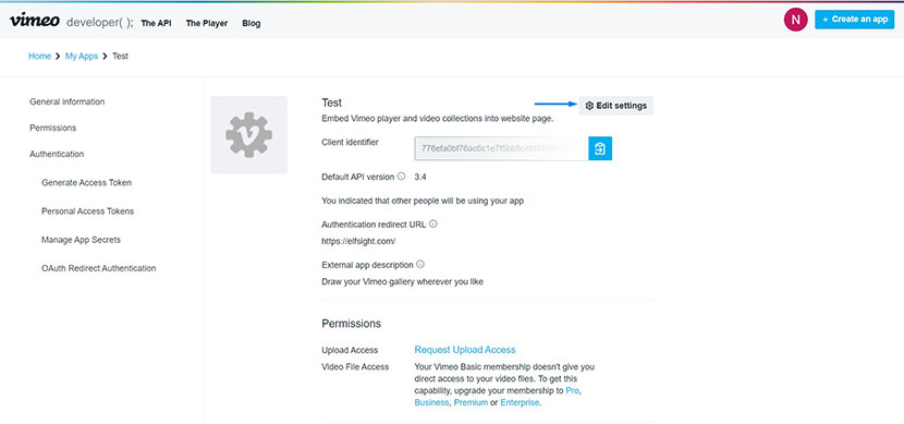 Registrate Vimeo app