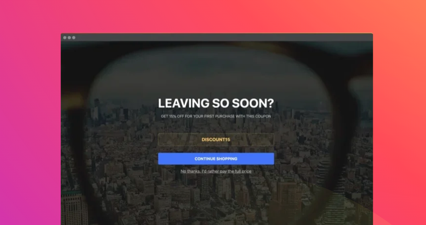 Popup de intenção de saída