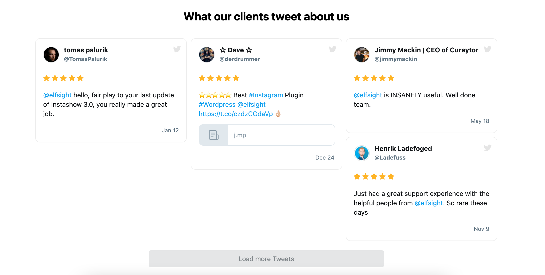 Twitter testimonials