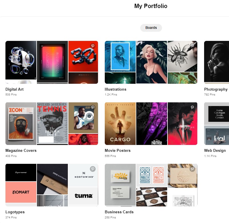 how to share pinterest boards as portfolio on Instagram link in bio