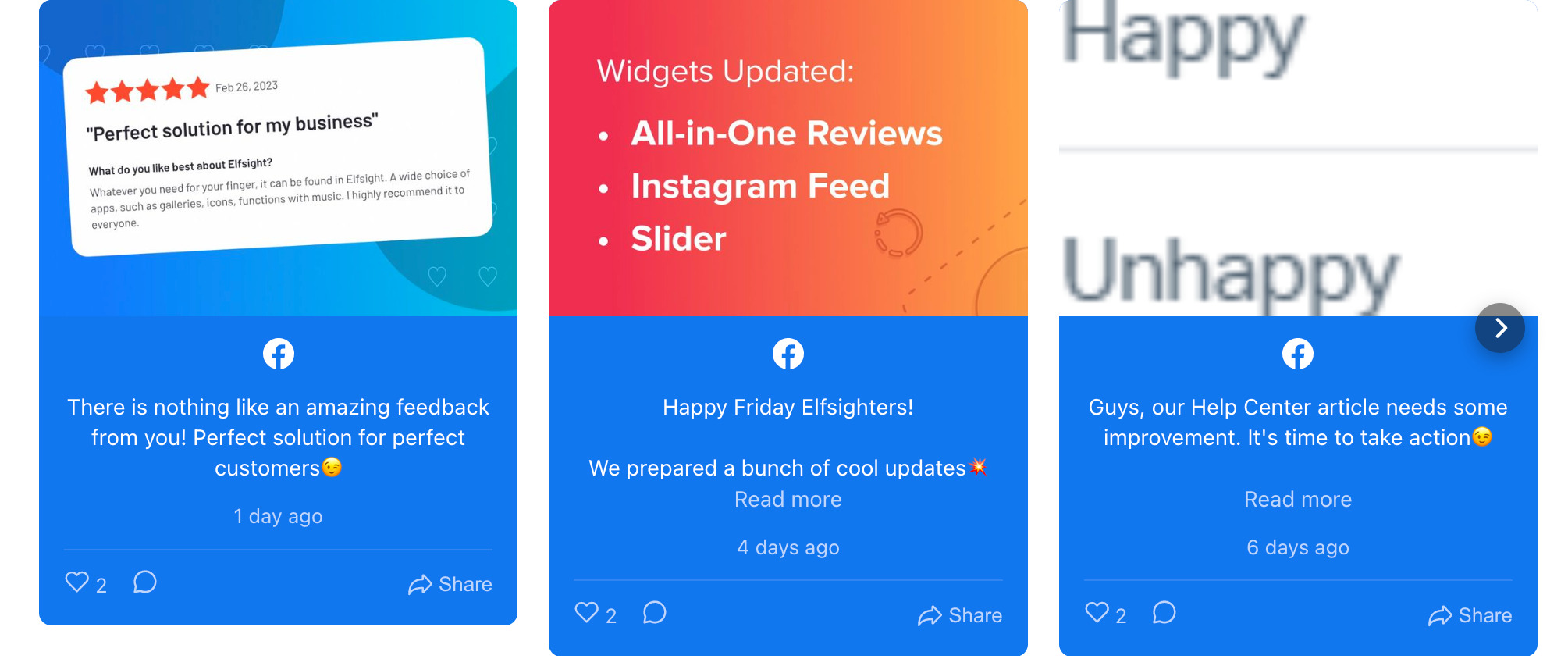 Social wall Facebook Carousel