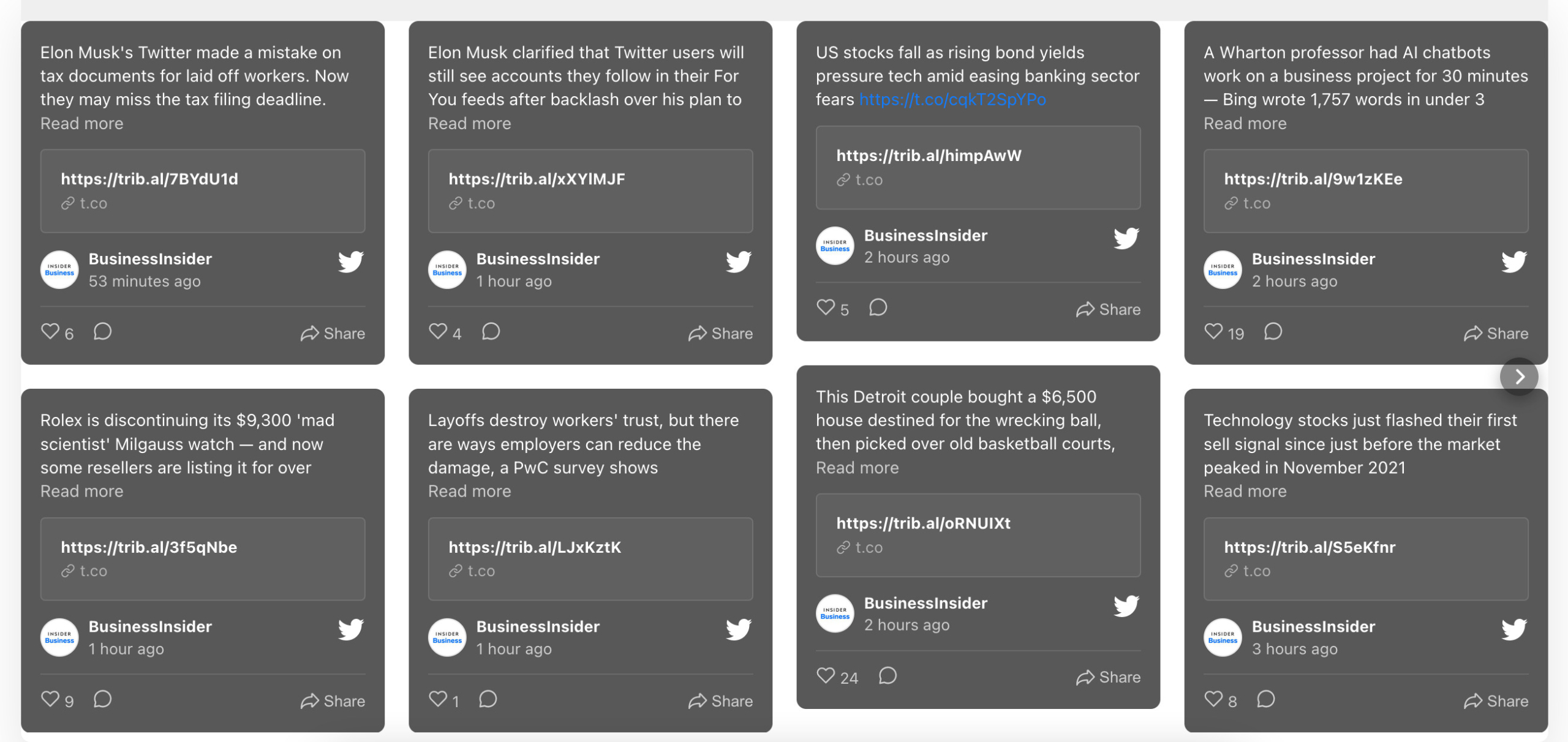 Social wall Full-width carousel