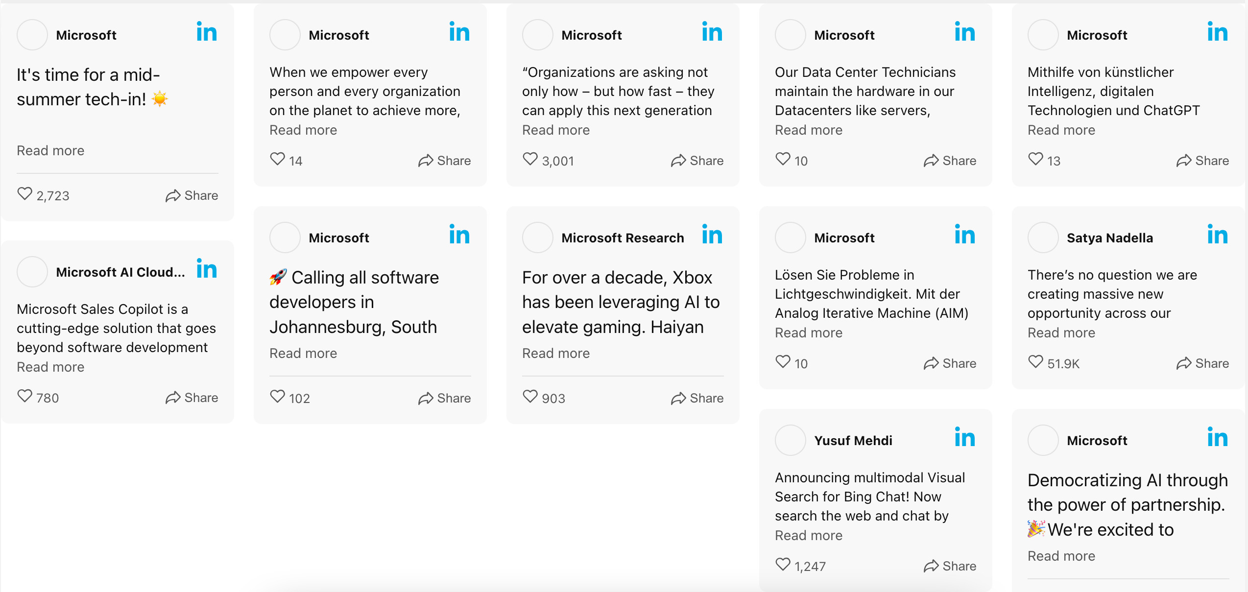 Mosaïque de flux LinkedIn