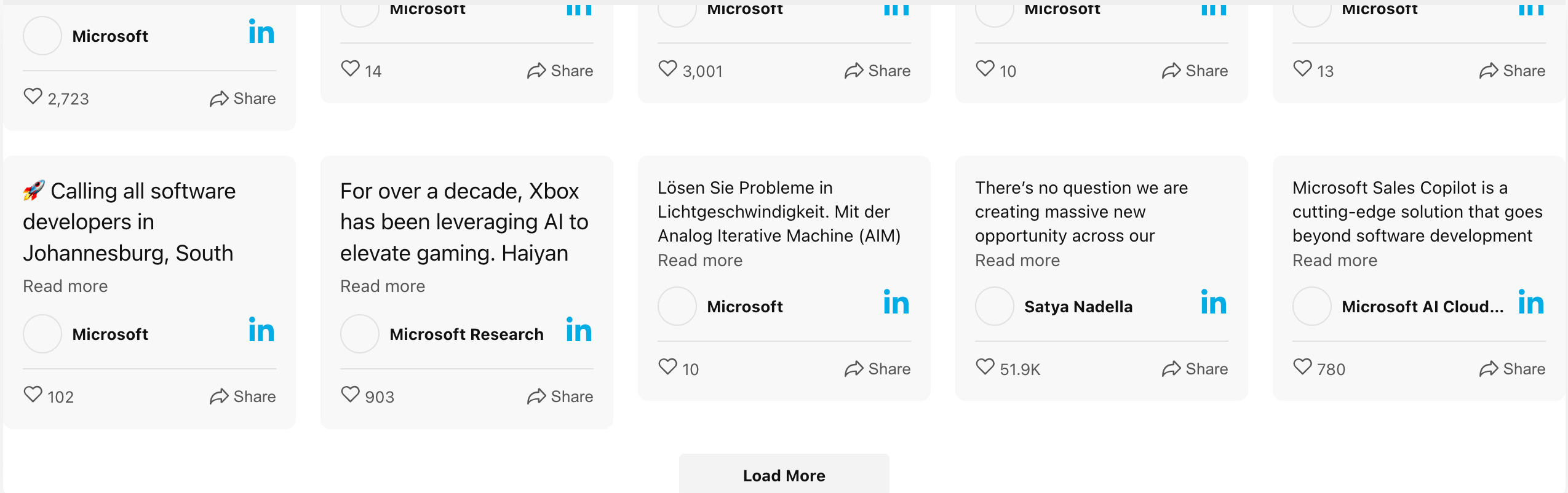 Grille de flux LinkedIn