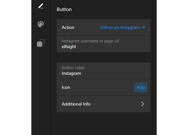 Ajouter une icône et une étiquette au widget de site web Bouton