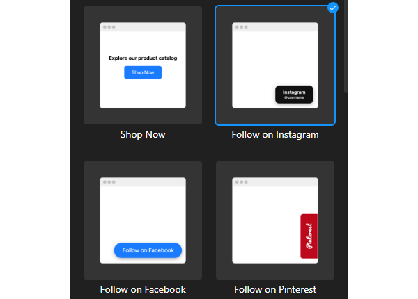 Modèles de widget Bouton intégrés