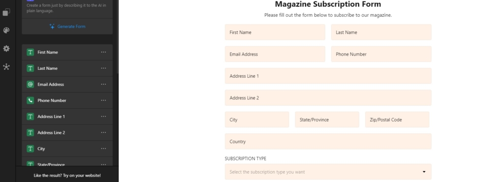 Subscription Form template 4