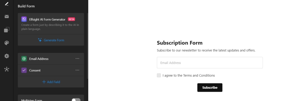 Subscription Form template 1