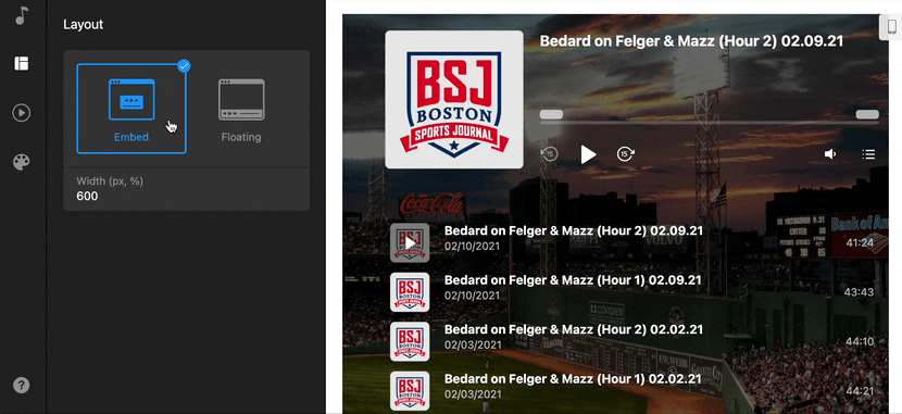 Choose Podcast Player layout for WordPress