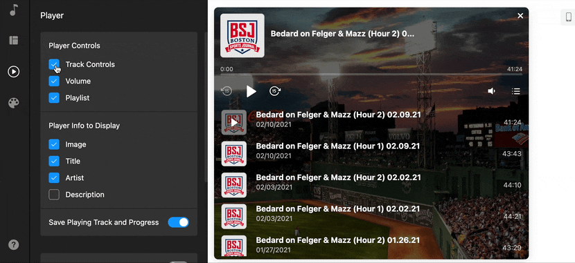 Configure Add Podcast Player controls for WordPress