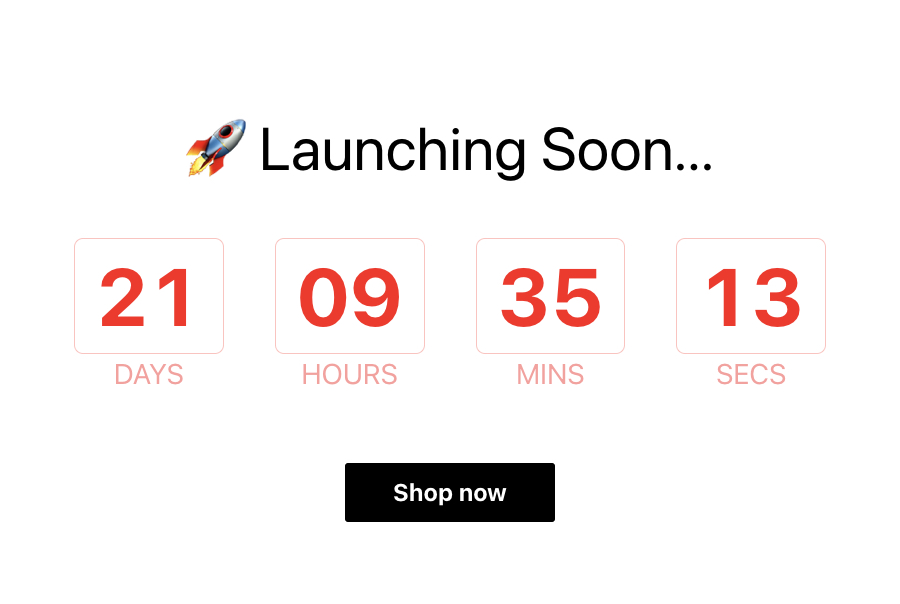 Launch Countdown Timer template for Shopify
