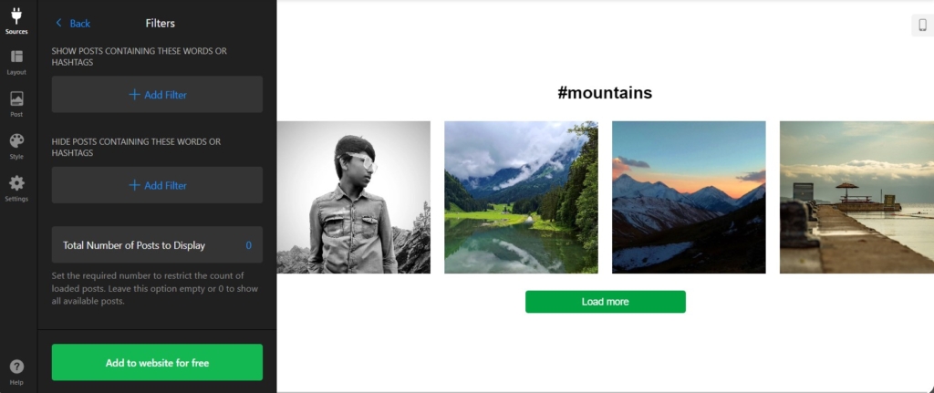 Filters to display relevant galleries