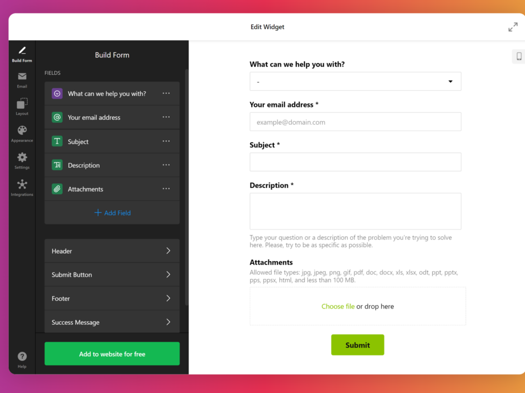 add or remove fields of the form