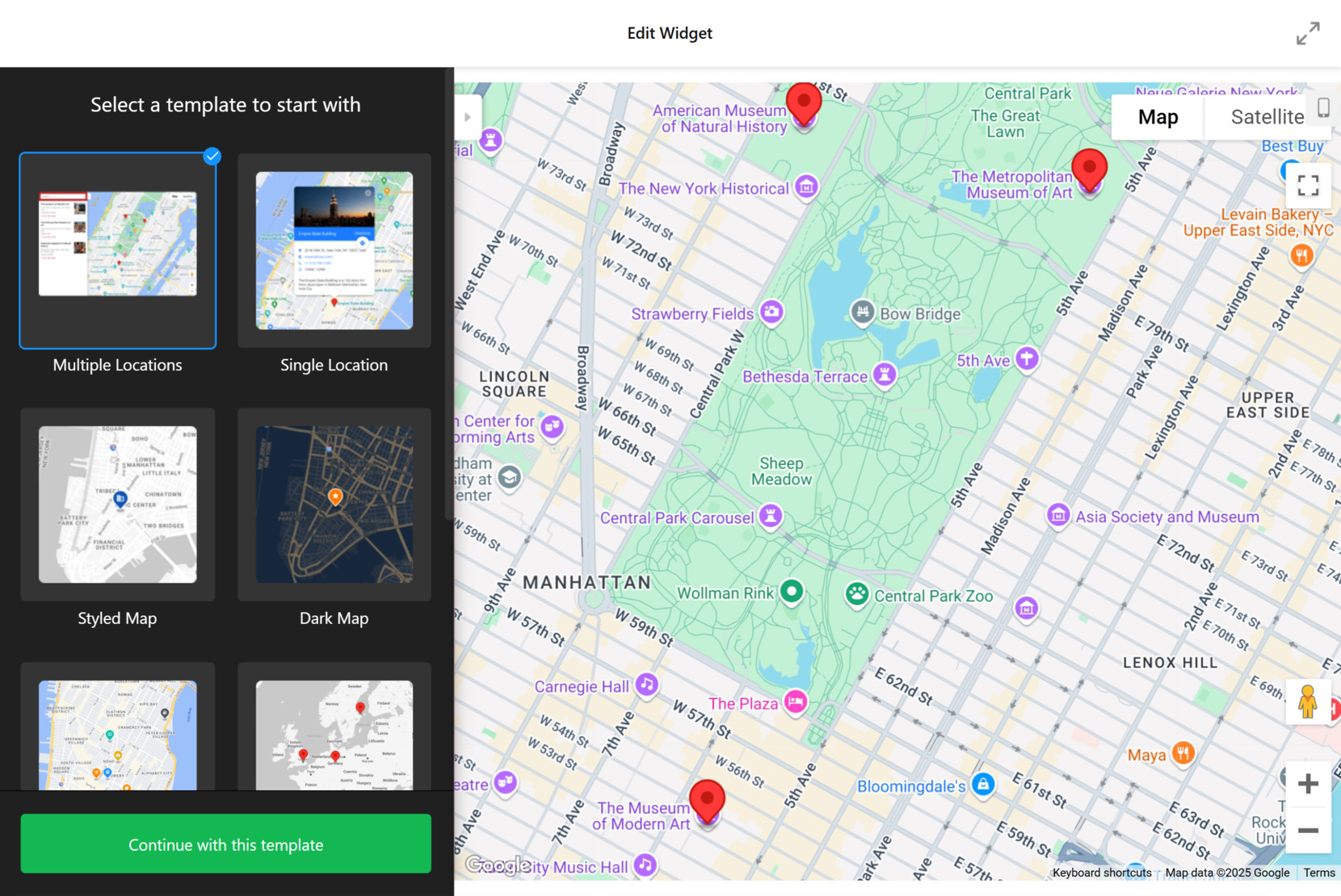 Make your own Google Maps - choose a template