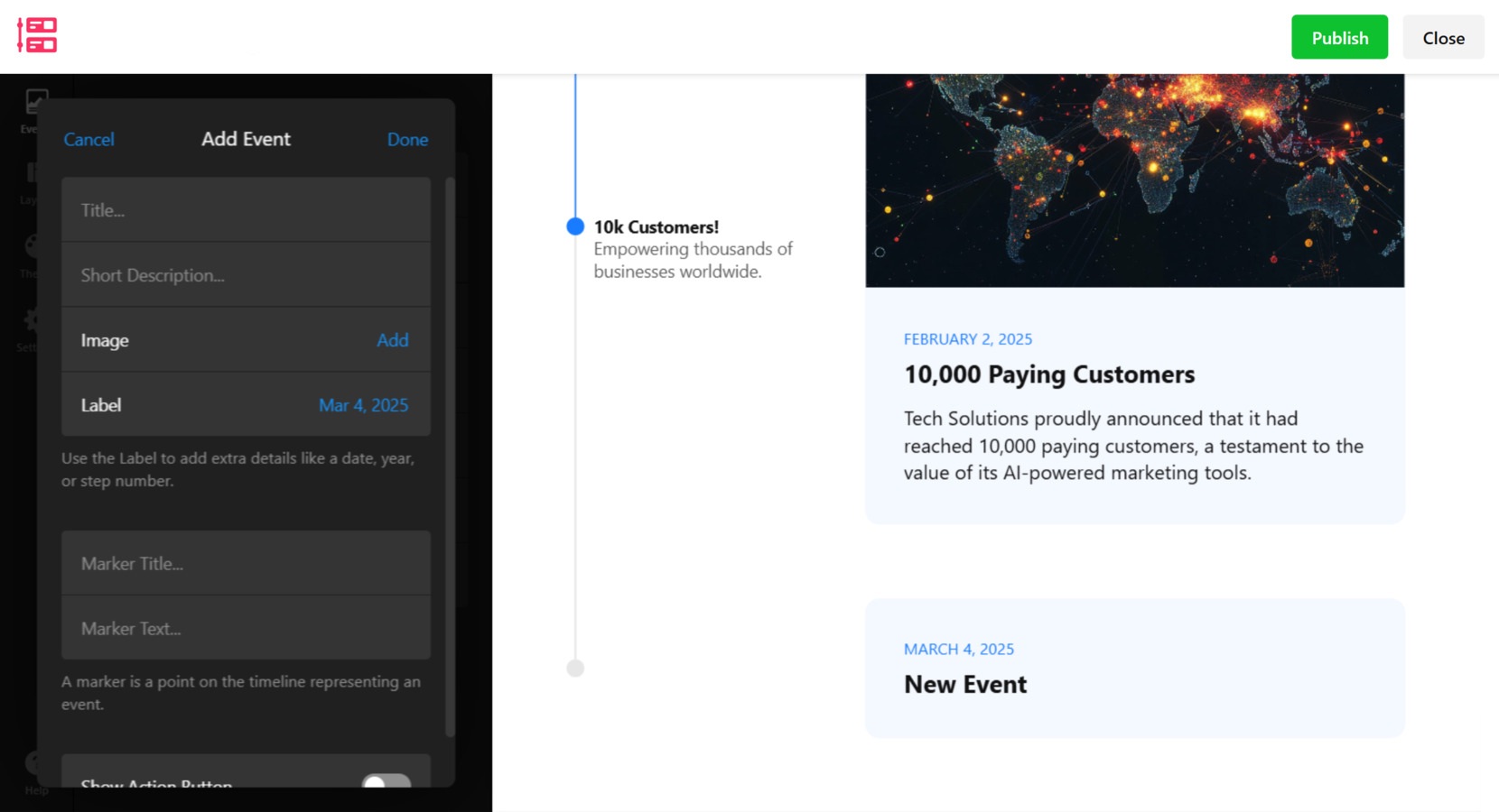 Add events to the timeline