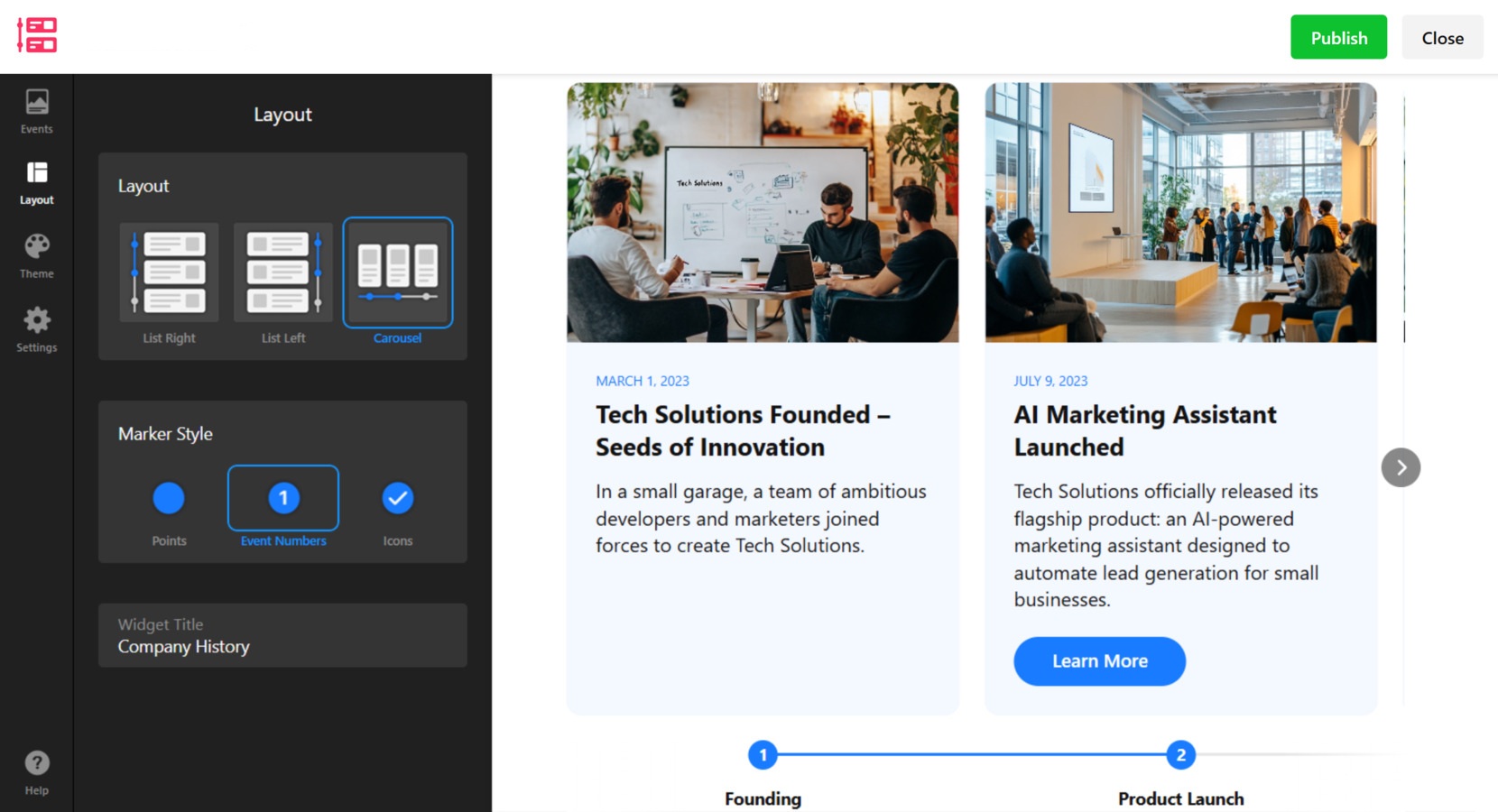 Choose a widget's layout