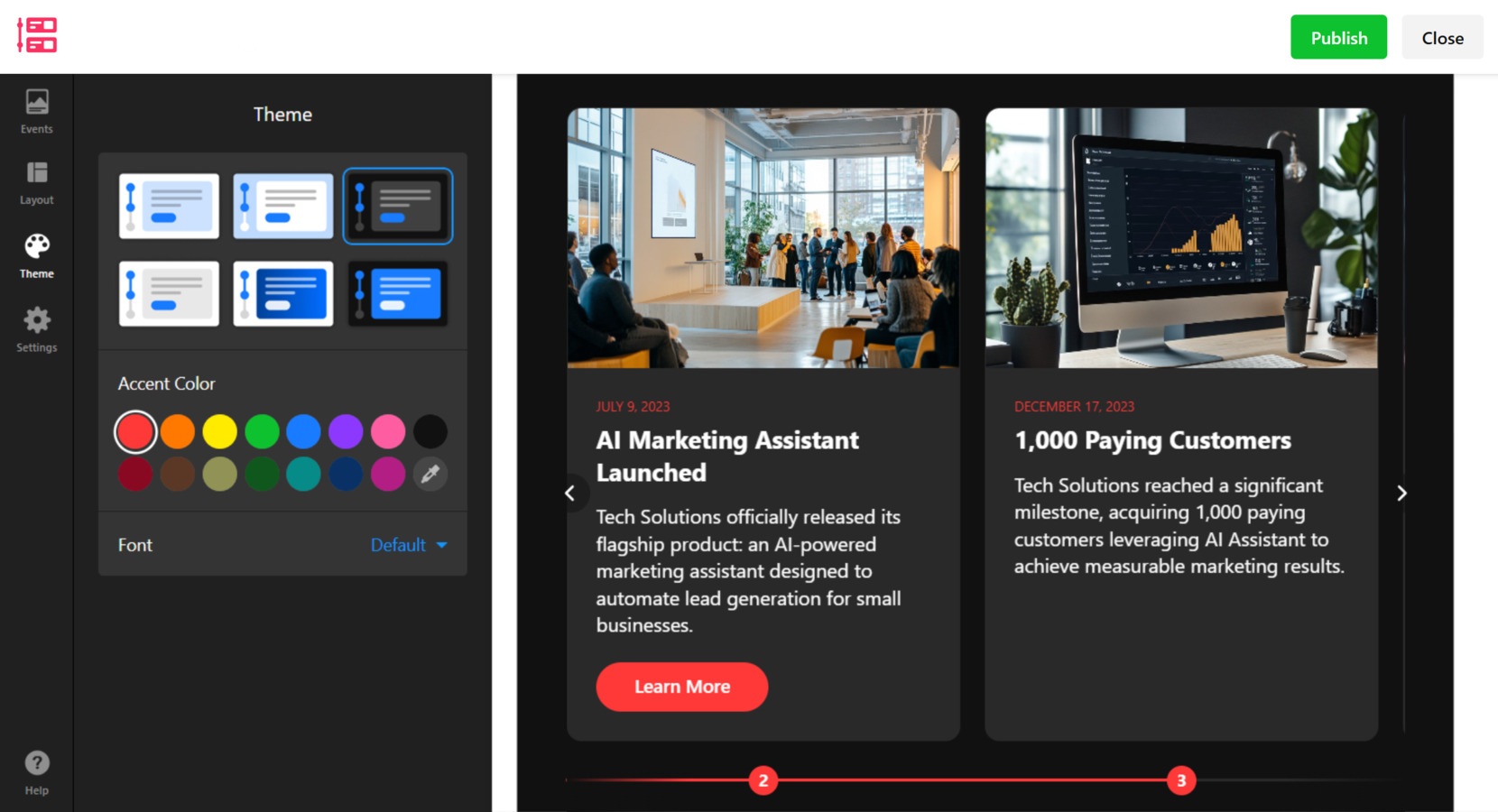 Customize the design of your timeline