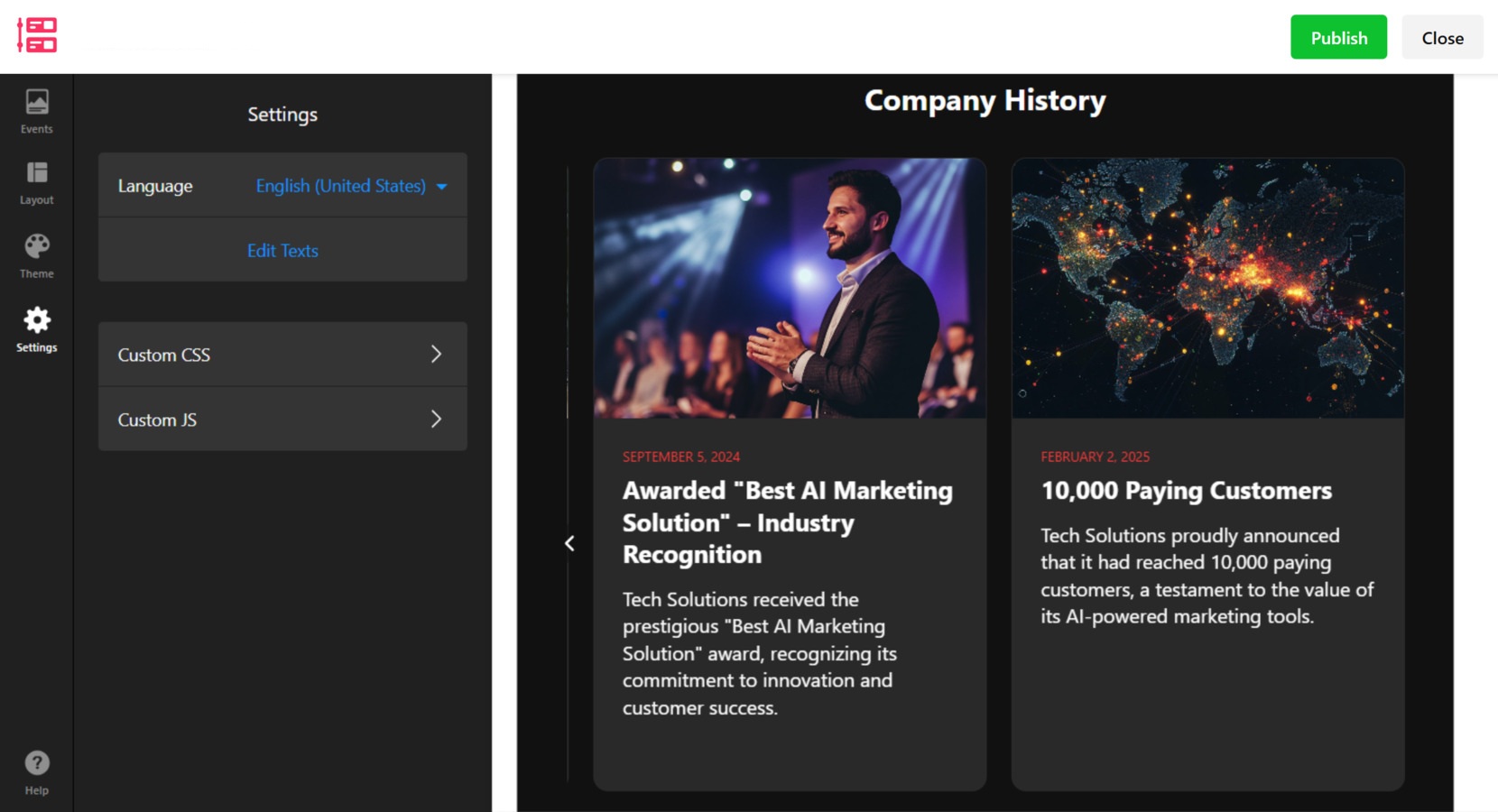Finalize the settings