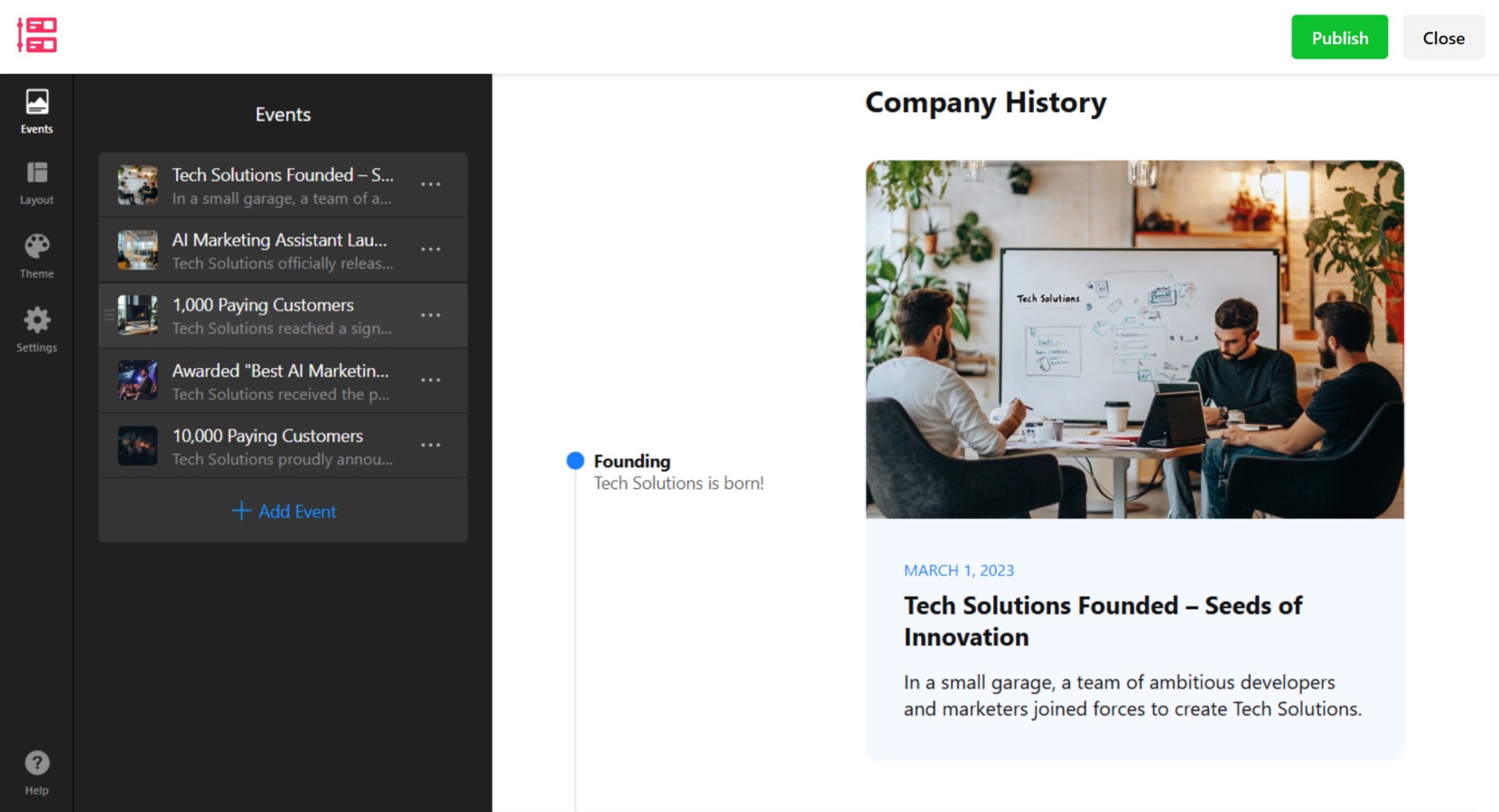 Choose a timeline template