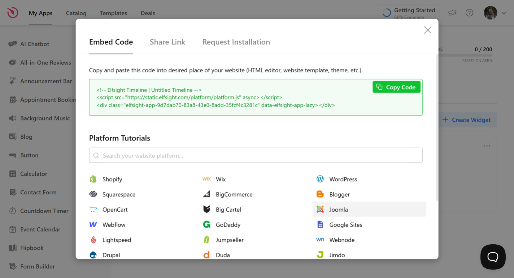 Embed the timeline to your webiste