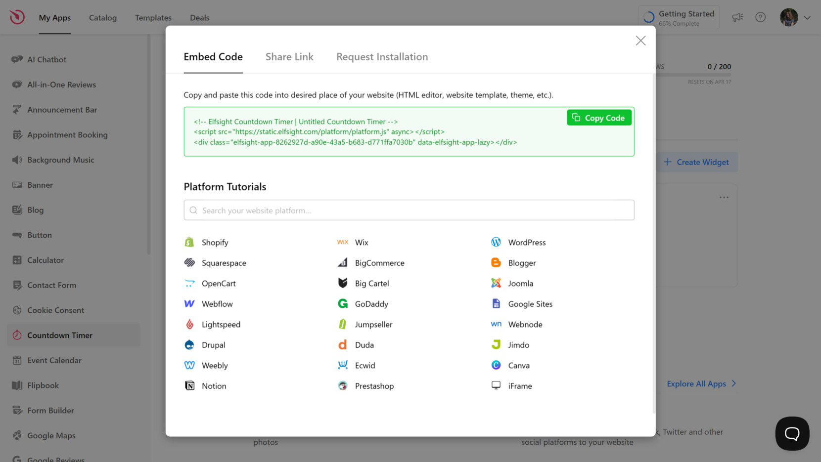 Embed the countdown counter html code
