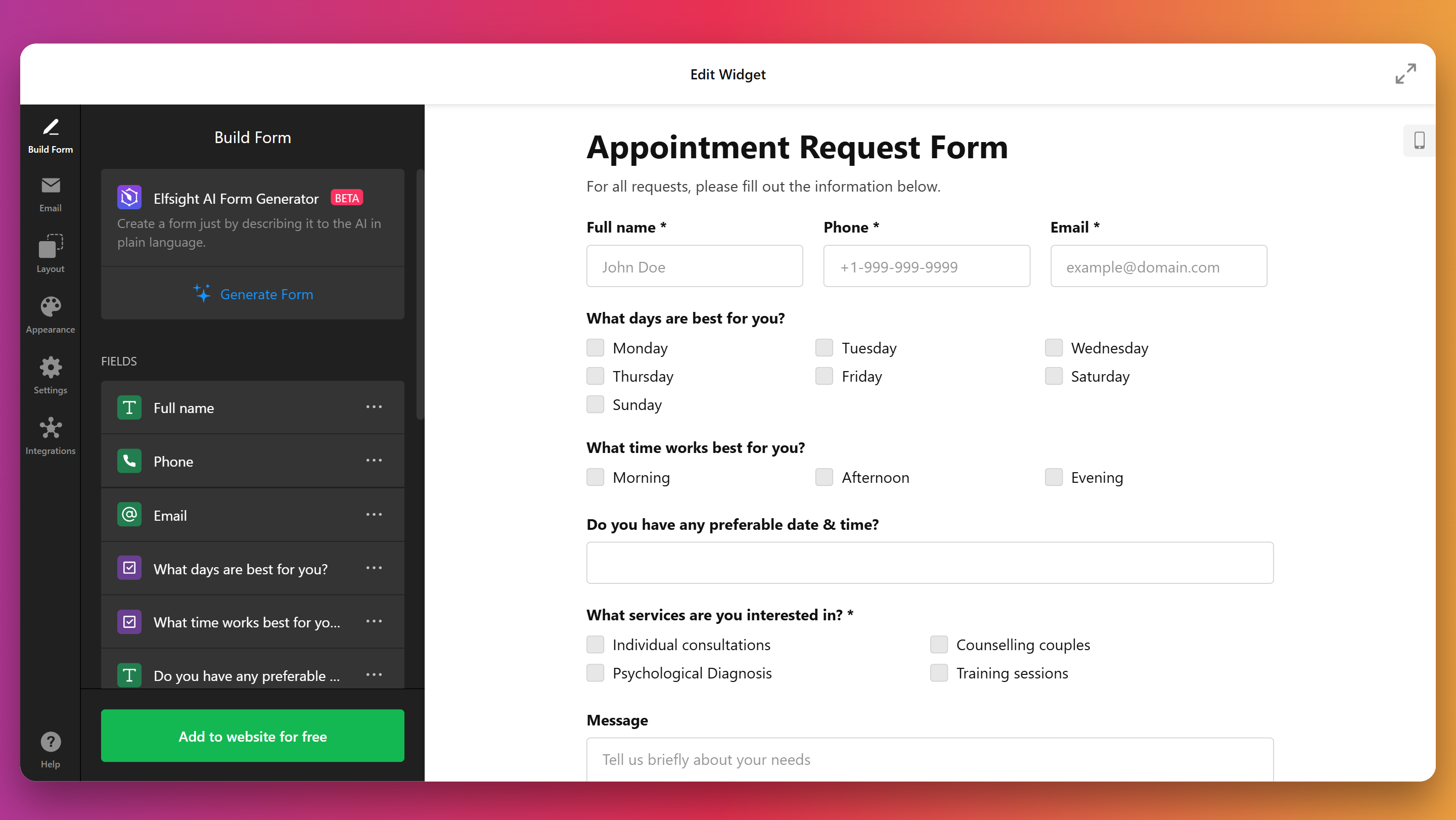 Create your HTML form