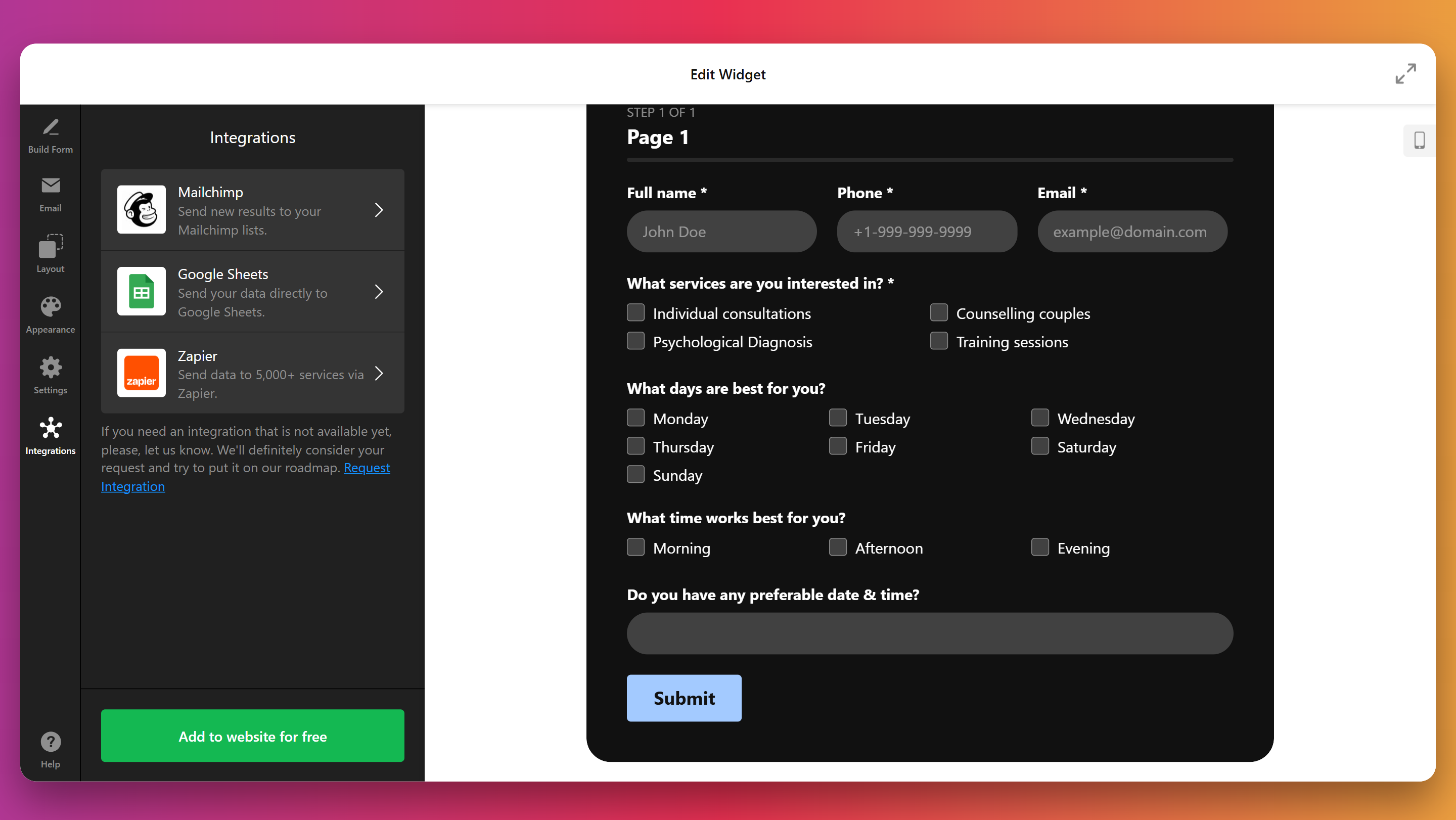 Connect integrations if needed
