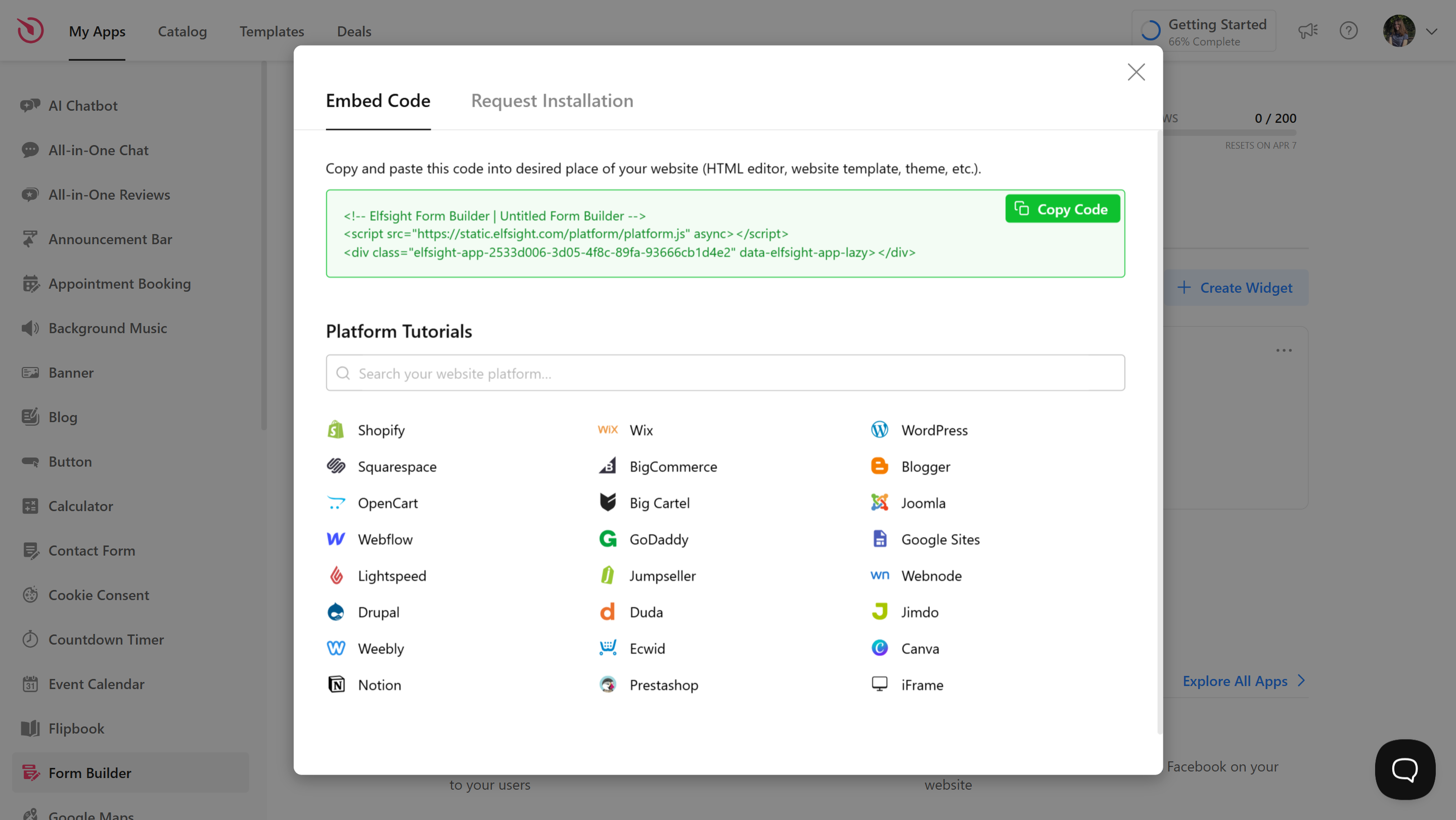 Add the form to HTML website