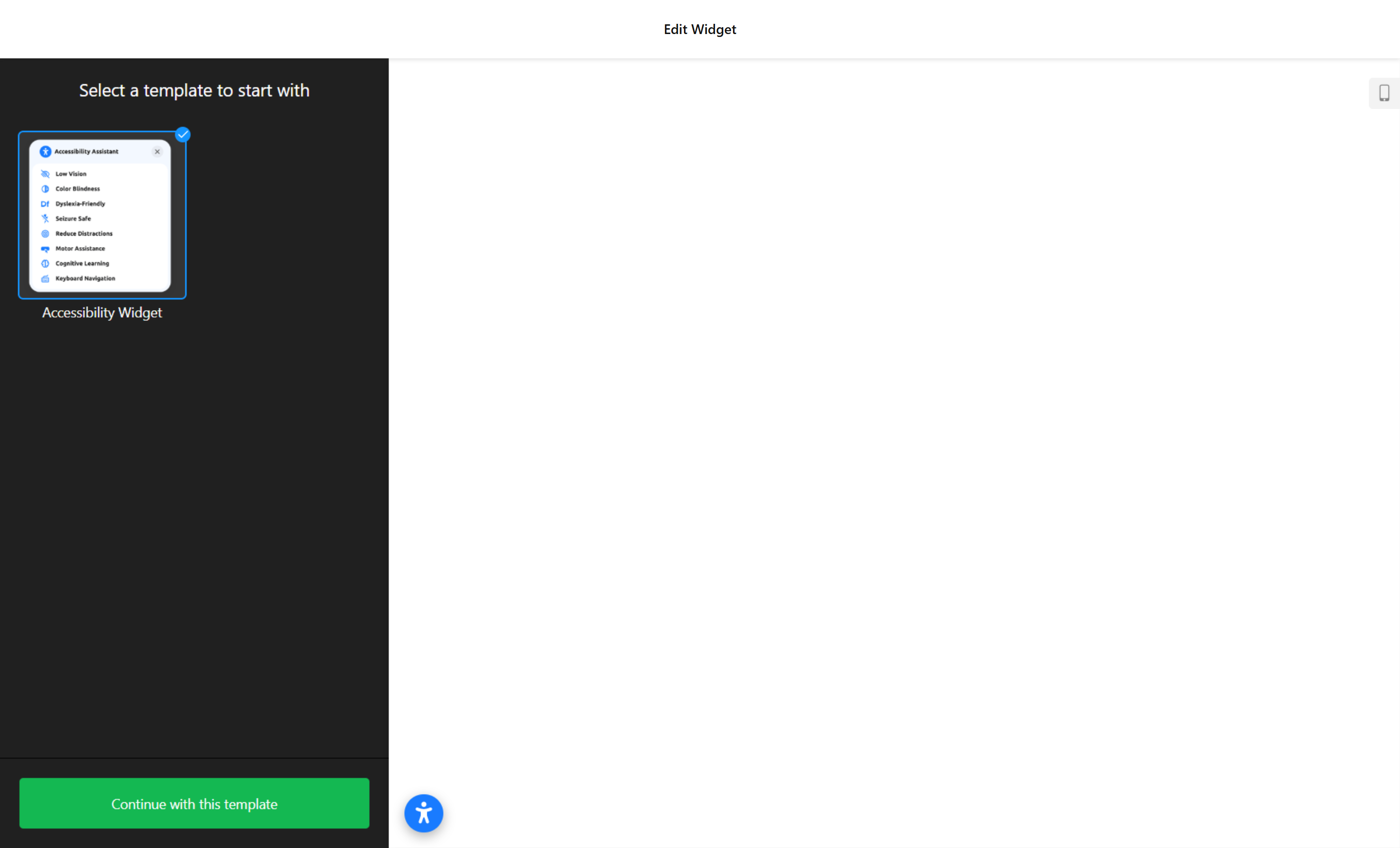 Pick a widget template