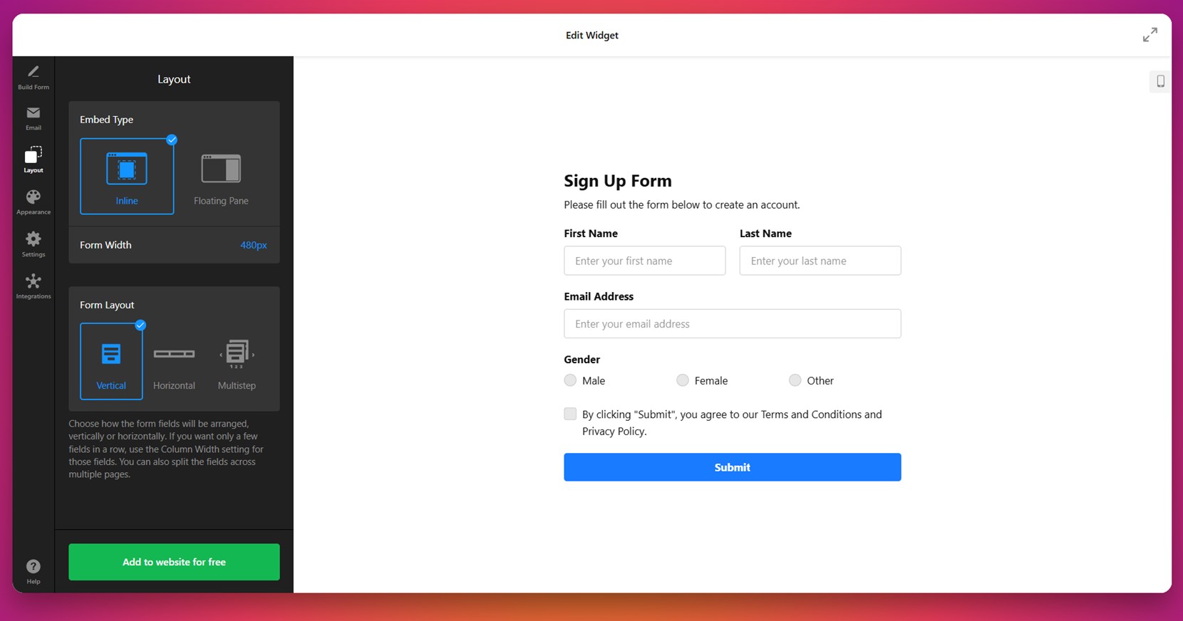 Customize the layout