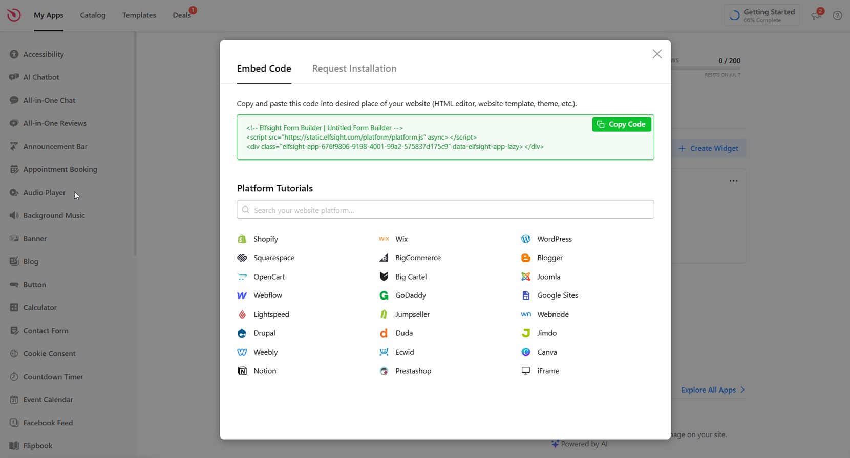 Add the job application form to your website