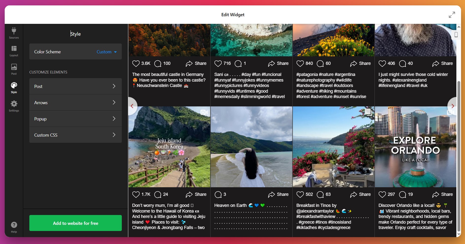 Customize the feed appearance