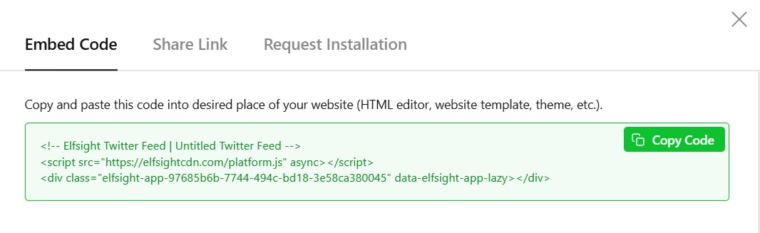 Copy installation code