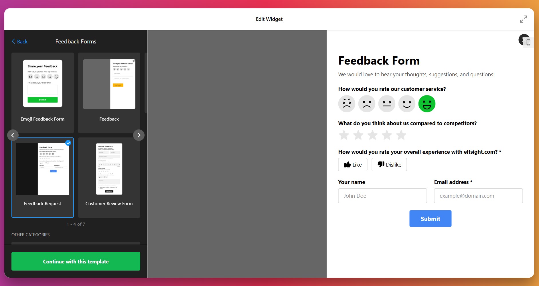 Choose Twitter feed template
