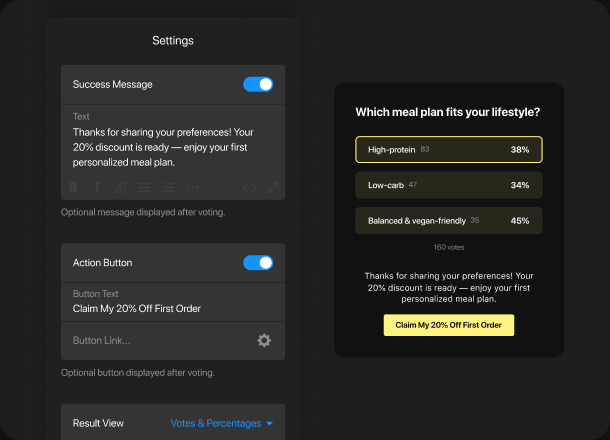 Convert responses into real-time sales