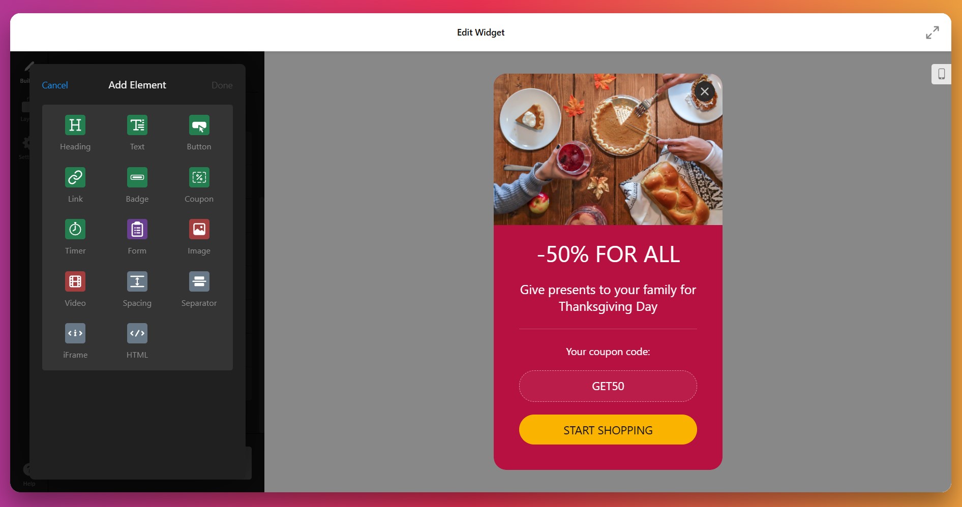 Add content blocks to popup
