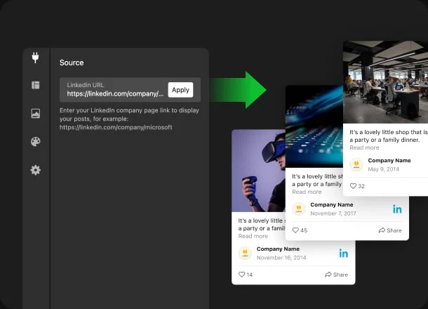 Transmita as últimas postagens do LinkedIn