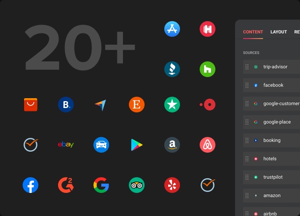 Продемонстрируйте свои отзывы с 20+ площадок