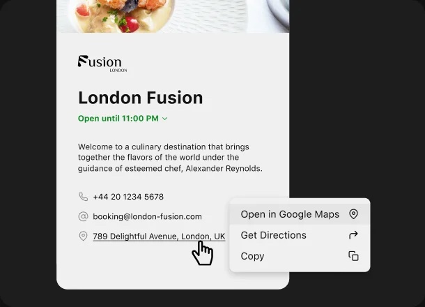 Informations de contact pratiques sur une seule carte