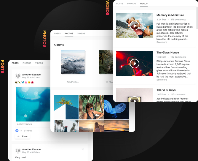 3種類のコンテンツを1つのフィードに